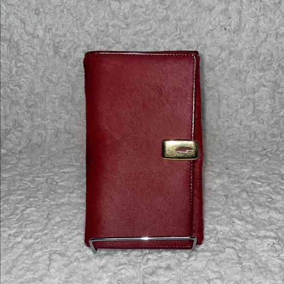 Gucci Vintage Rare Calf Pony Hair & Leather Oxblood Bi-fold Long Kisslock Wallet - Picture 3 of 14